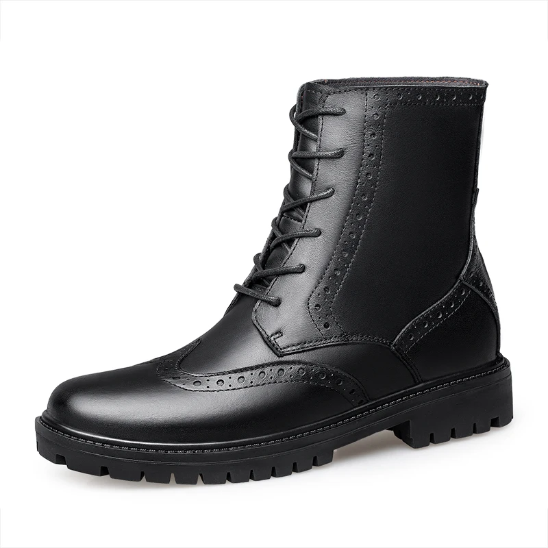 

Men's Boots Genuine Leather Hight-Top British Men's Shoes Autumn Trendy Shoes Breathable Black Leather Boots 38-48 for Men *