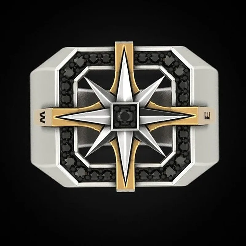 Men's Vintage 925 Silver Viking Compass Seal Ring Gift Jewelry Wholesale for Men size 7-12 | Украшения и аксессуары