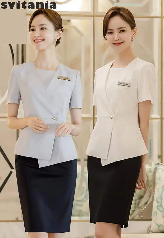 

Professional Women's Suit Waitress ClothingHairdresser Clothing Uniform For Beautician Uniforme Massagista