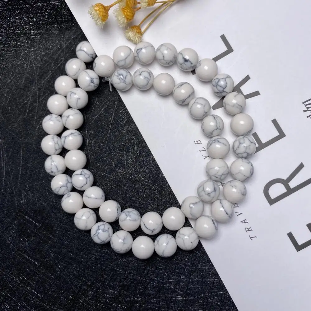 

Wholesale 4mm 6mm 8mm 10mm 12mm White Stone Beads 15.5" Pick Size Loose Spacer Bead For Handmade bracelets charm Jewelry Making