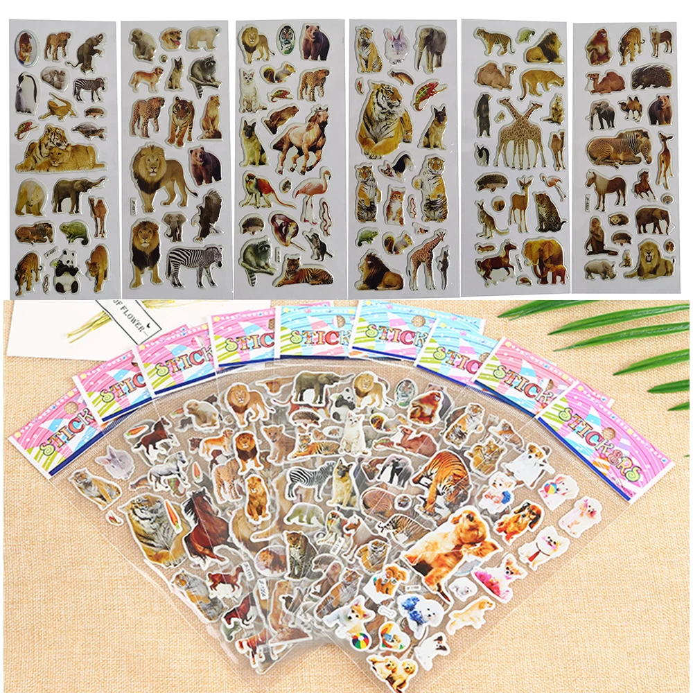 6 листов водонепроницаемые ПВХ наклейки с изображением животных Льва тигра