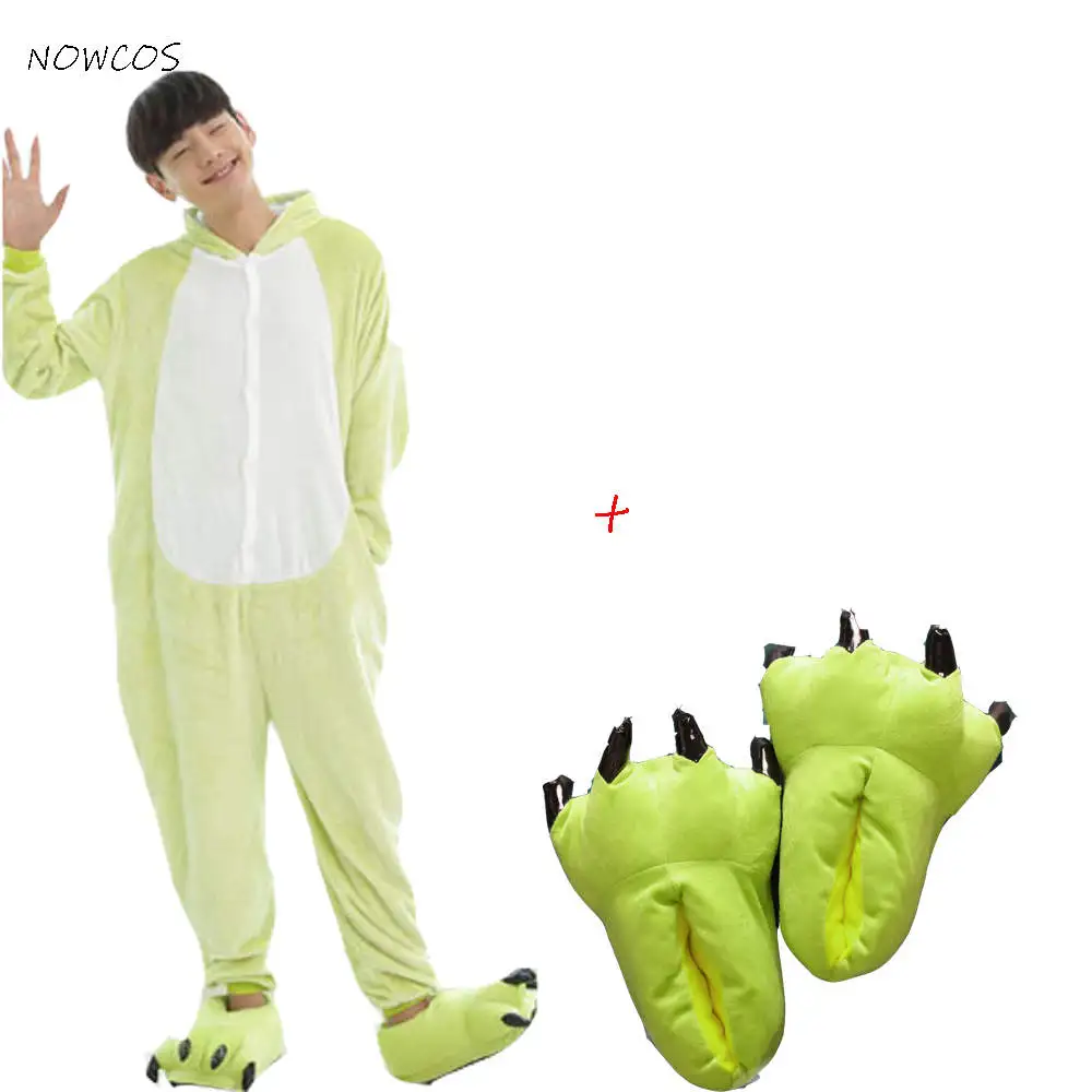 adult costume shoes Для взрослых, женщин, мужчин, комбинезон, лягушка, карнавальный костюм, вечерние фланелевые флисовые пижамы на Хэллоуин, пижама для пары, зимняя теплая одежда для сна - Цвет: adult costume shoes