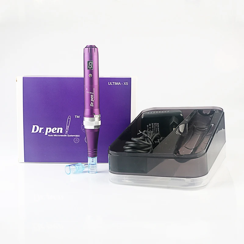 Новейшая dr. pen X5-C Проводная микроиглы терапия система ручка для мезотерапии с винтом и иглой картридж цифровой дисплей экран Дерма ручка