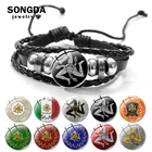 SONGDA Sicilian Pride Trinacria кожаные браслеты для девочек стеклянные значки Парные браслеты мужские аксессуары дроппер