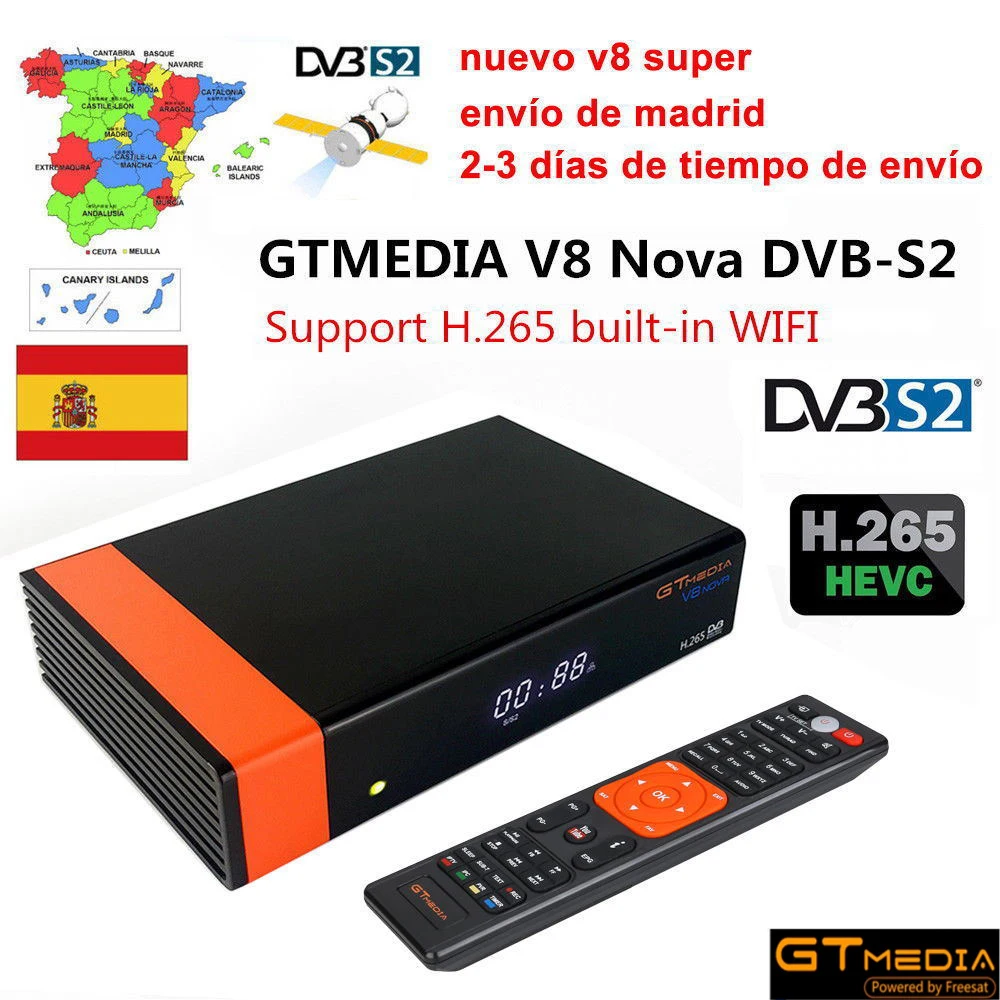 В наличии в Испании Gtmedia V8 NOVA DVB S2(FULL HD 1080P) спутниковый приемник встроенный модуль