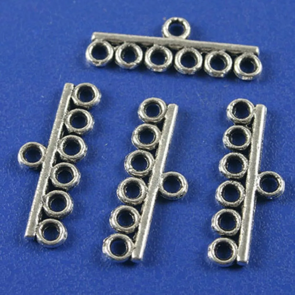 30 шт. тибетский серебряный тон 6 отверстий коннектор дизайн 8x23 мм h0117 | Украшения и