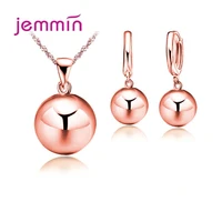 high quality shinning gold color big ball jewelry sets for women 925 sterling silver fewlery fashion necklace dangle earrings