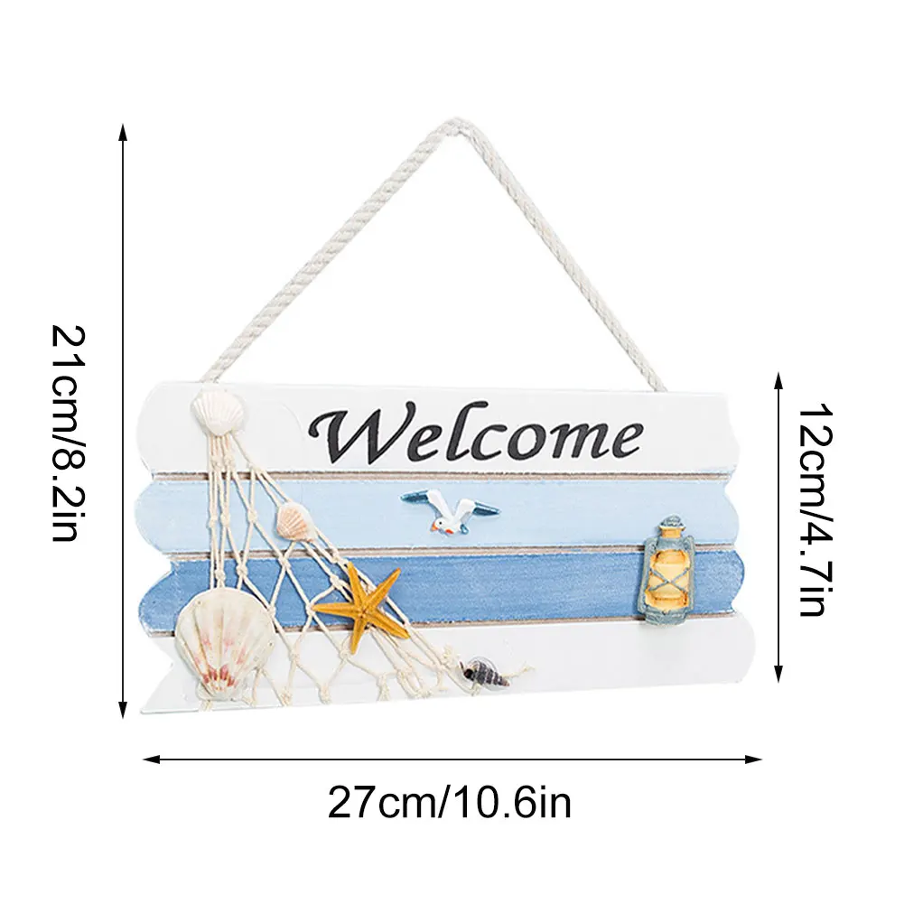 

1 PC Vintage Front Door Welcome Sign Hanging Nautical Beach Theme Welcome Wooden Plaque Hoom Outdoor Decoration For Cafe Store