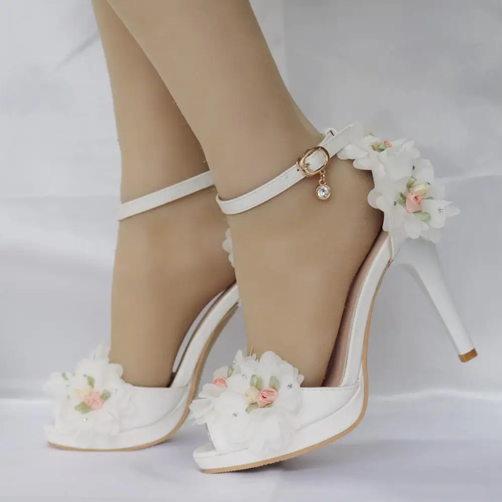 Женские белые Босоножки с открытым носком на высоком каблуке-шпильке пряжкой