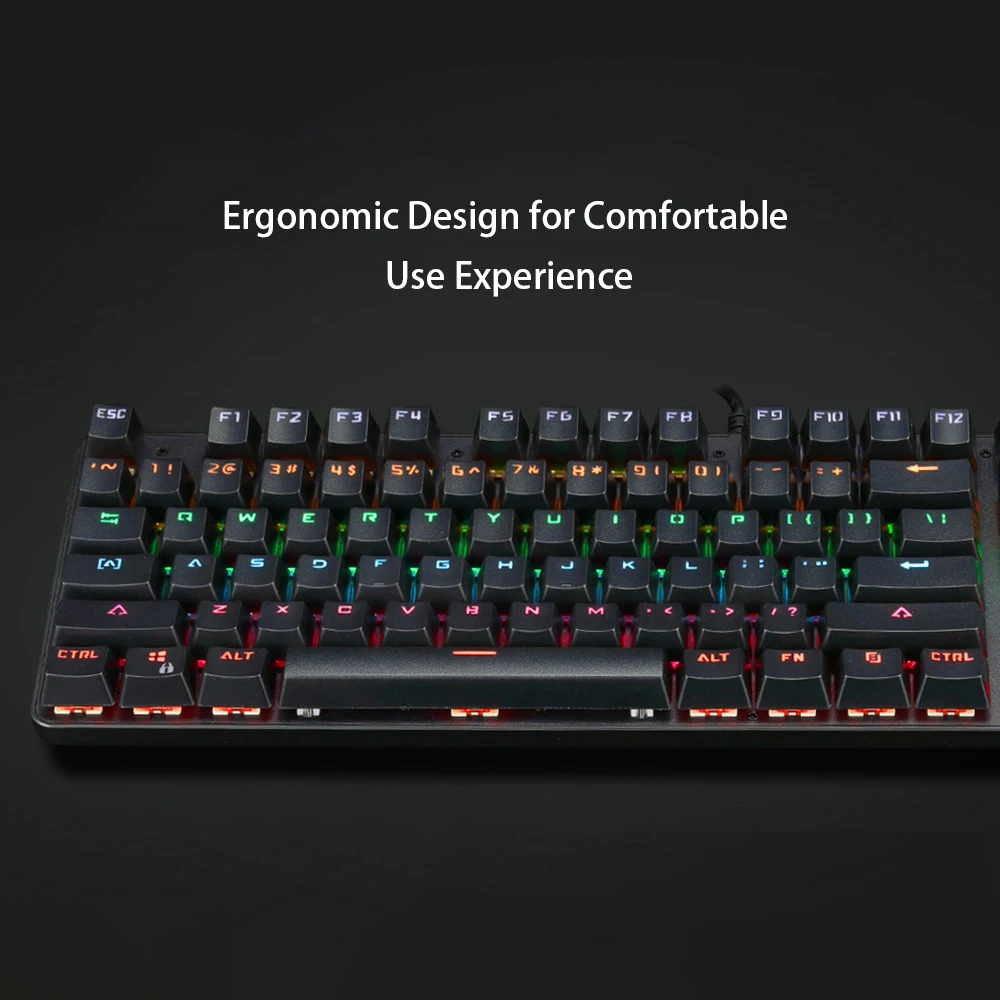 

Illuminated Mechanical Gaming Keyboard 104 Keys Keyboard USB Powered Operated 6 Light Colors 9 Vivid Lighting Effects Keyboard