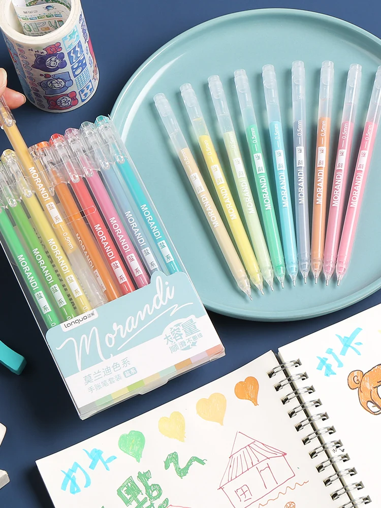 

9 Color Ink Marker Pen Set Sketching Morandi Art Keynote Markers Gel Pens School Students Gift Drawing Stationery Supplies Girl
