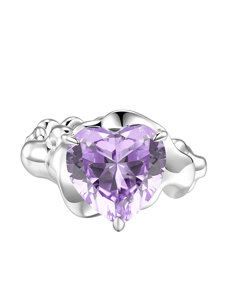 

YVMIN YVMIN Ripple 2021 Spring and Summer Purple Heart-Shaped Gem Expansion Chain Ring Love Ring 925 Silver