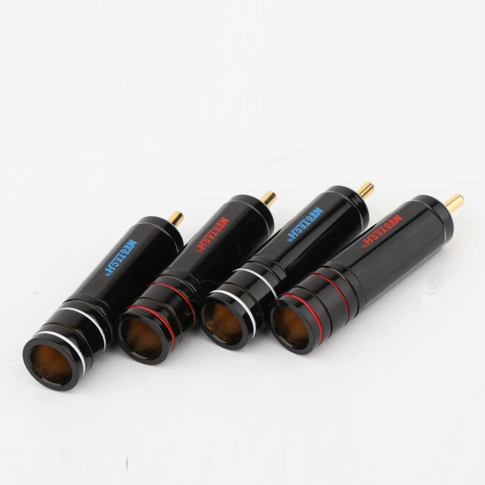 NEOTECH DG-201 High Quality Gold Plated RCA Plug Lock Collect Solder Connector HIFI Cable Connector 4PCS
