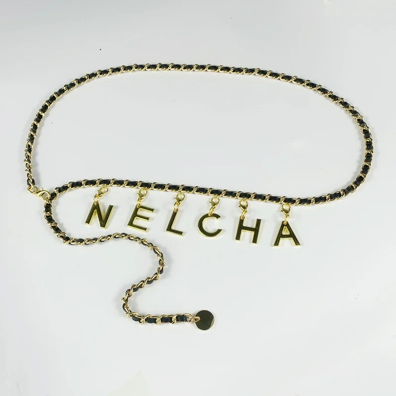 

Women's Luxury Designer Waist Chain Long Belt Metal NELCHA Letters Adjustment for Jeans Sweater Coats Dress Fashion Party Gifts