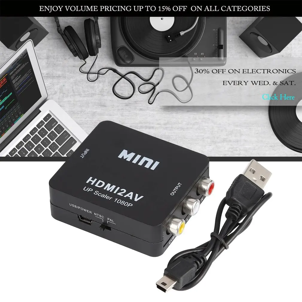 Цифровой hdmi-rca композитный видео аудио AV CVBS адаптер конвертер 720 p/1080 p мини HDMI