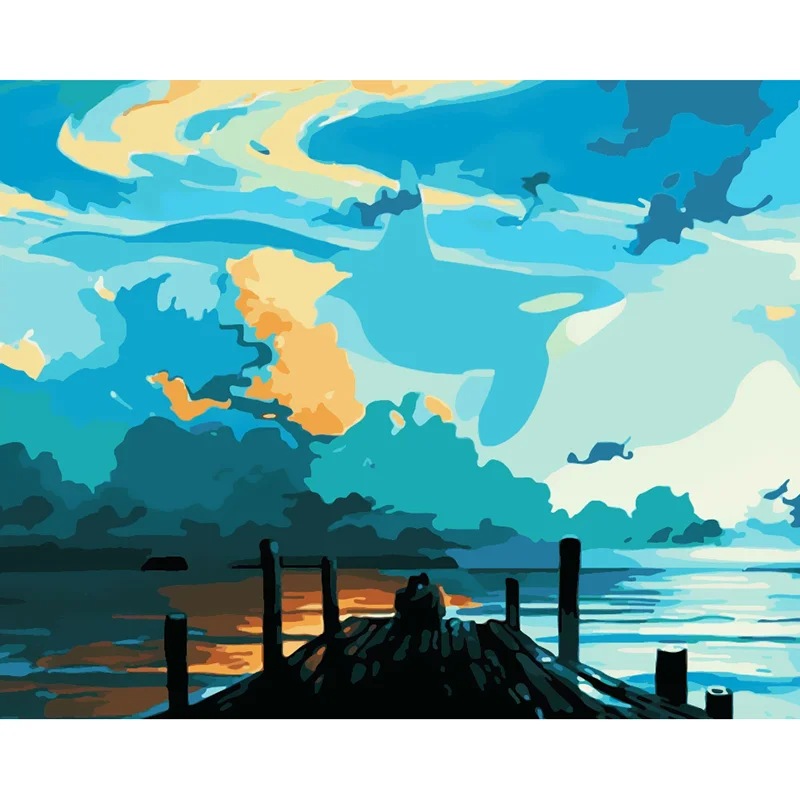 

DIY digital painting picture bridge head hand-painted oil painting gift canvas painting and digital home decoration