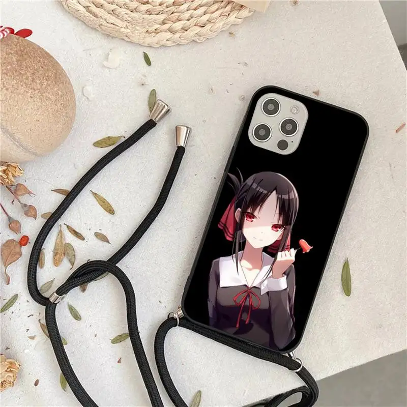 

Anime Kaguya Sama Phone Case For iPhone 7 8 11 12 X XS XR MINI Pro Max Plus Strap Cord Chain Lanyard soft