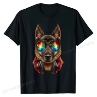 german shepherd dog dj galaxy sunglass headphone t shirt cotton t shirt for men normal tops tees cheap birthday
