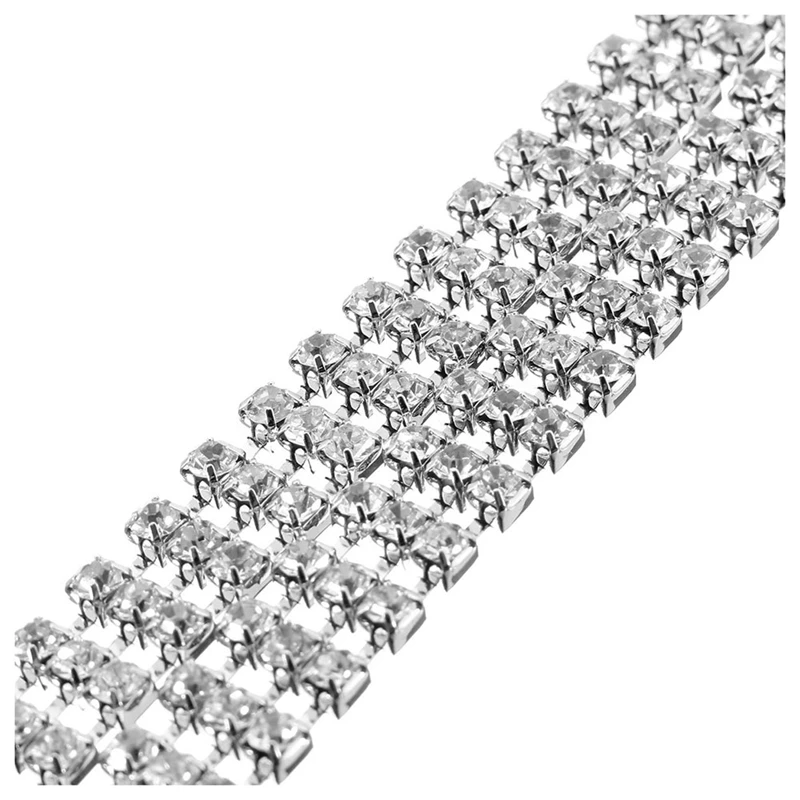 

Fashion Ladies Women Waist Chain Belt in Silver 3 Row Rhinestones One Size