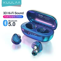 kuulaa bluetooth earphones tws double horn fingerprint touch hd stereo wireless headphonesnoise cancelling gaming headset