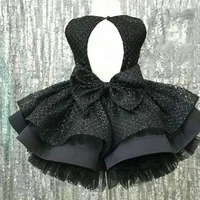 black sparkly flower girl dresses backless knee length little girl wedding gowns first communion pageant kids wears
