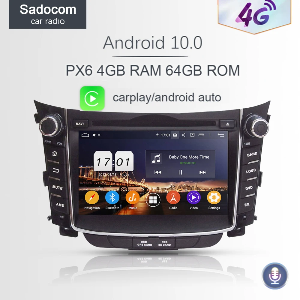 PX6 2 din TDA7851 Android 10 0 8 Core 4 Гб RAM 64G Автомобильный dvd плеер для Hyundai I30 2011 2014 ГЛОНАСС карта