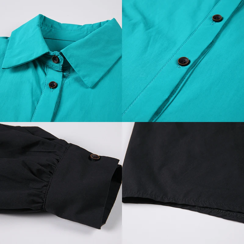 

Fashion Women 2021 Summer Autumn Patchwork Shirts Blouses Female Full Sleeve Elegant Korean Causal Loose Office Ladies Tops WB96