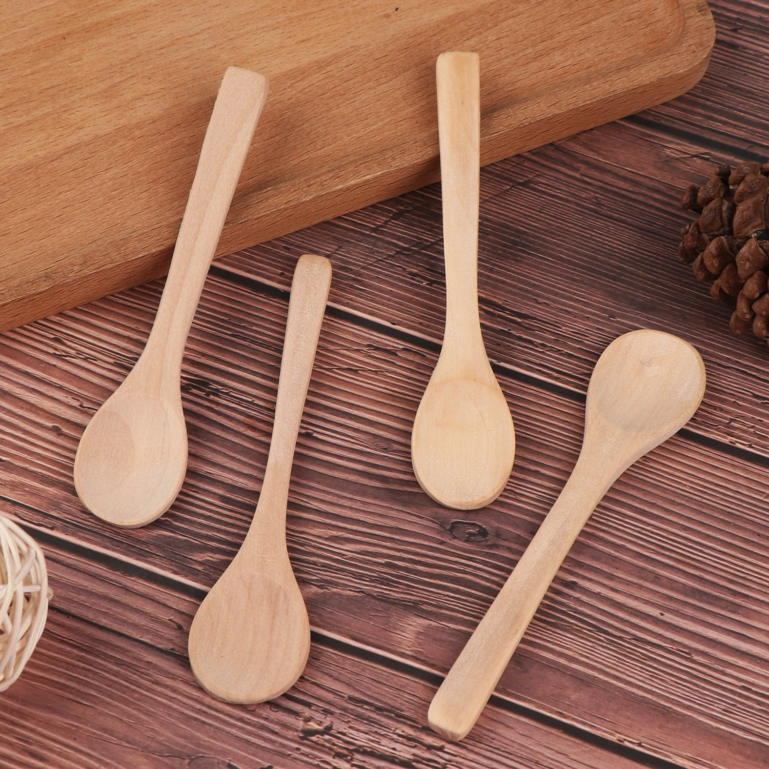 

40Pcs Bamboo Jam Spoon Baby Honey Spoon Coffee Spoon Delicate Kitchen Using Condiment Small scoop Teaspoon