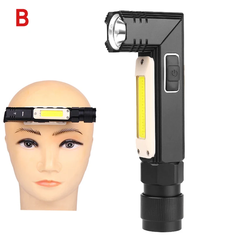 

Hot 90 Degree LED Flashlight USB Rechargeable Torch Light for Outdoor Camping Free Angle Adjustable BJStore