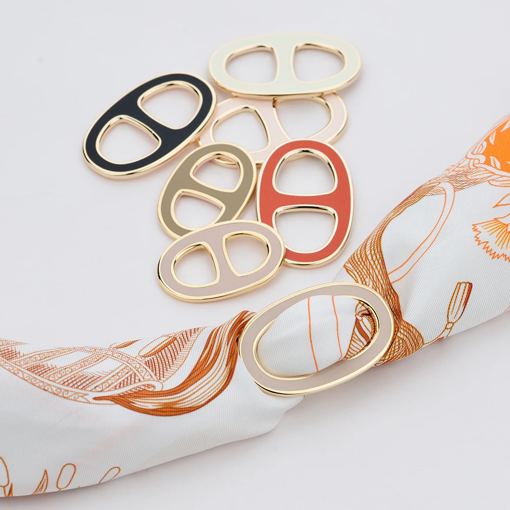 

Silk scarf jewelry enamel not hooked silk real gold electroplating black and white orange orange double-sided color Japanese wor