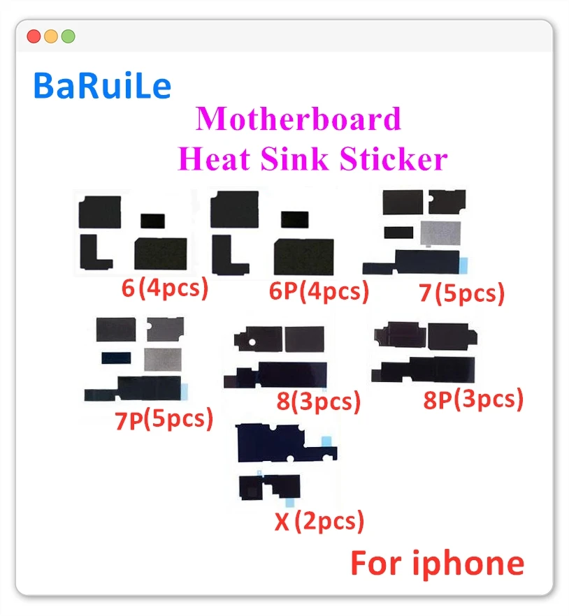Радиатор для материнской платы BaRuiLe iPhone 7 6 6S 8 Plus 6P 7G X XS Max XR 5 комплектов наклейки