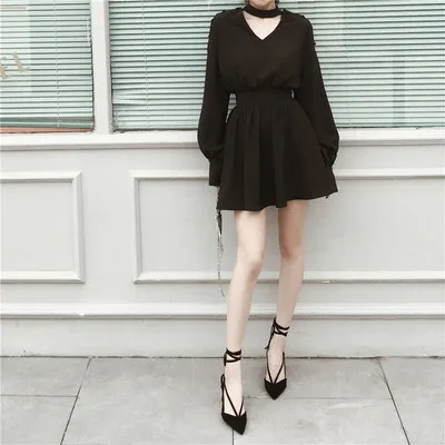 Ruibbit/Новое поступление хит продаж новое весенне осеннее черное платье в стиле