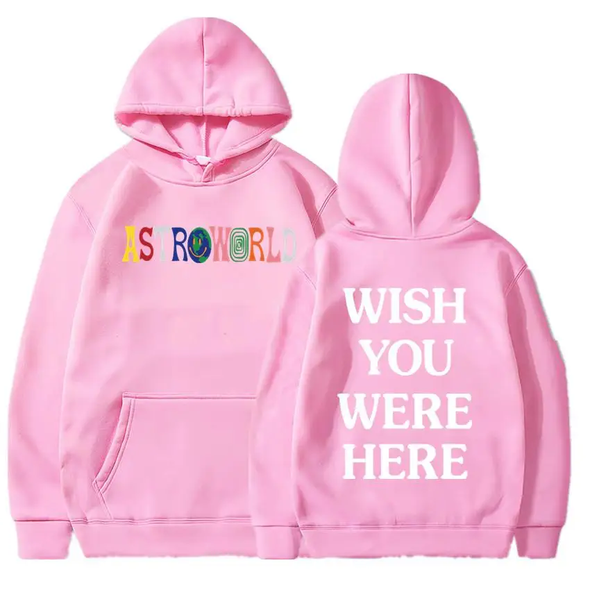 Трэвиса Скотта ASTROWORLD толстовки человек вышивка с печатными буквами Swag WISH YOU WERE HERE