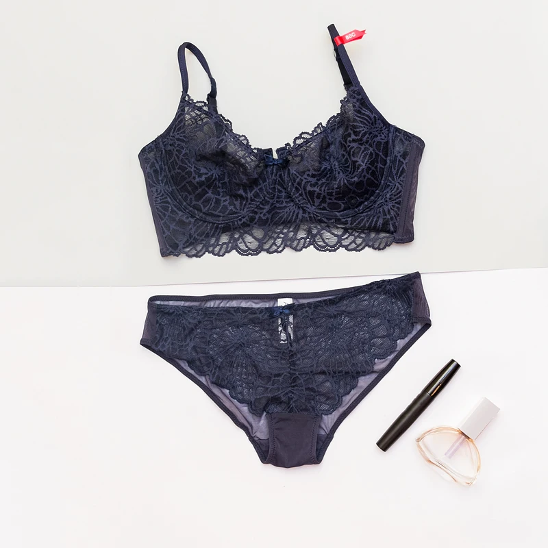 New Hot Breast Arrival Bra thin underwear bra set 3/4 Cup padding push-up Comfortable Women with see-Through Panty Set | Женская одежда