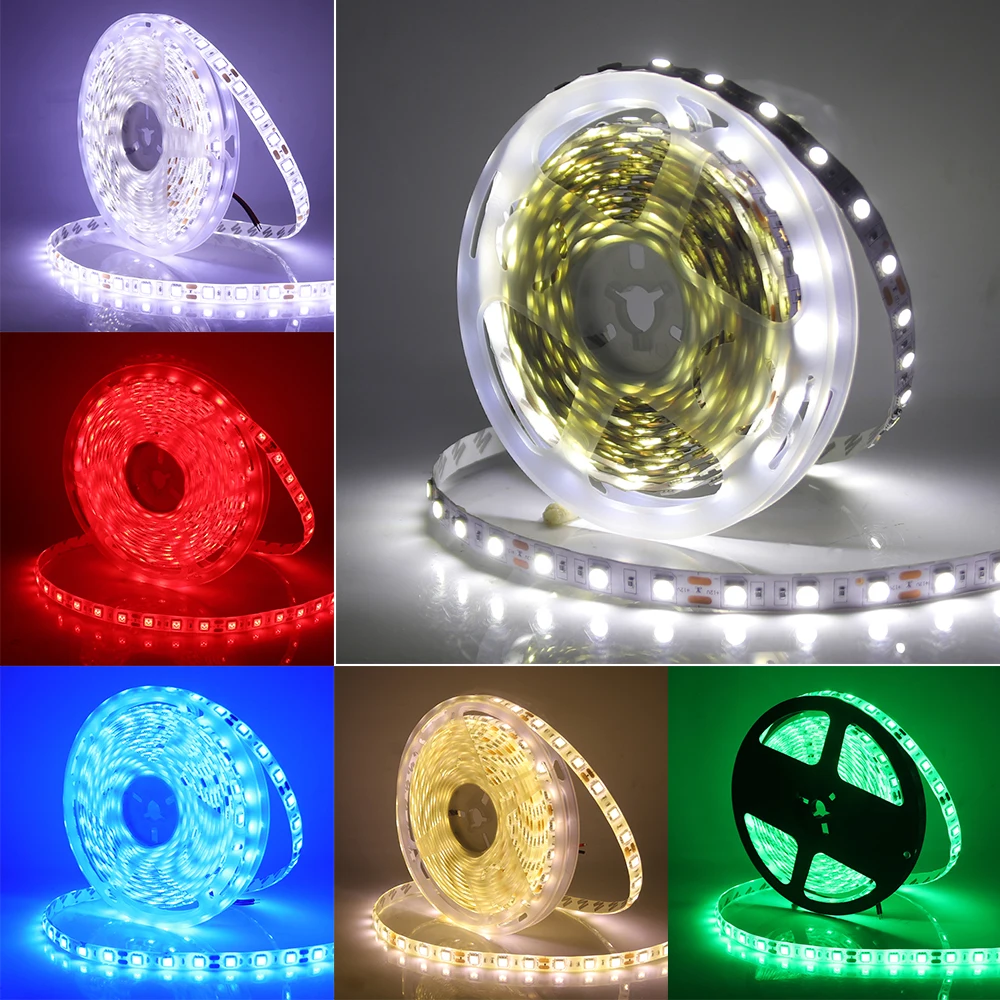 DC12V 5050 LED Strip Set EU/AU/US/UK IP21 IP65 Waterproof Red/Green/Blue/White/Warm White Flexible Tape Ribbon Light - купить по