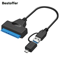 2 in 1 usb 3 0 and type c to sata 22 pin 2 5 inch hard disk driver ssd adapter cable converter with led