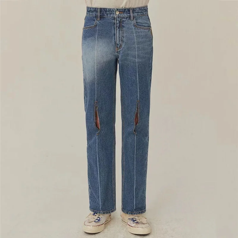 

1:1 Top Quality Damage Loose Adererror Jeans Men Women Streetwear Denim Ader Error Pants Trousers vintage