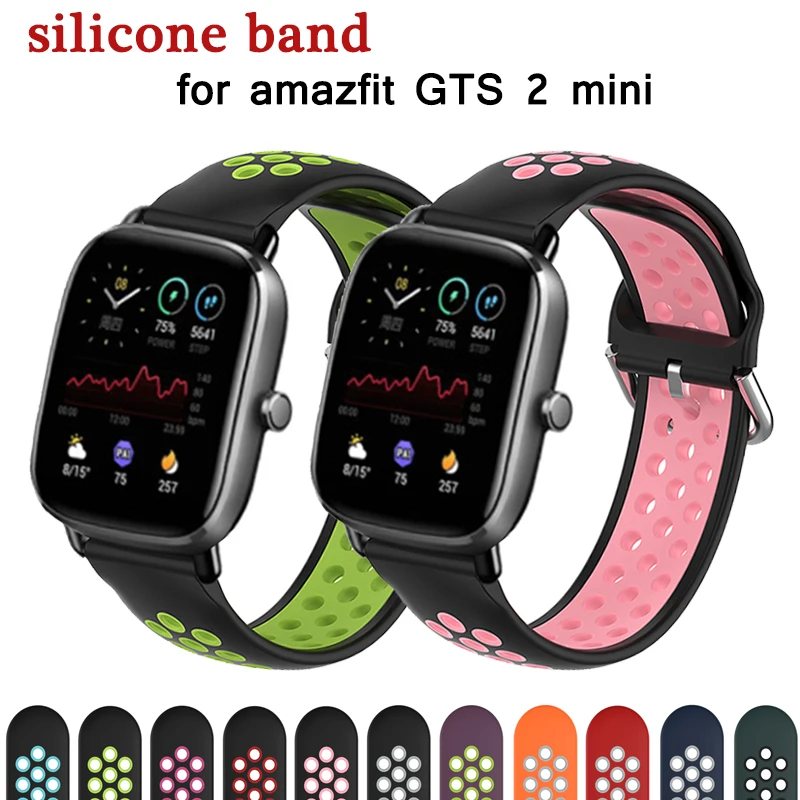 Ремешок силиконовый для Amazfit GTS 3 2 Mini 2E BIP U Pro сменный Браслет часов POP GTR 42 мм ZEPP E -