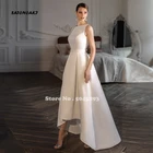 Женское атласное свадебное платье It's yiiya, белое Элегантное платье без рукавов с открытой спиной и высоким разрезом на лето 2021