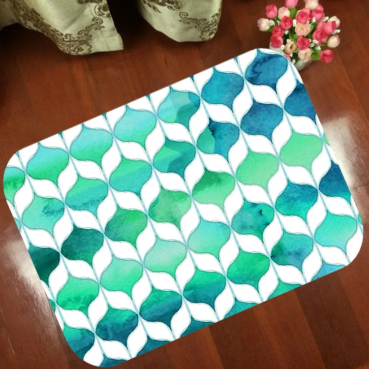 Floor Mats Anti Slip Mat Cartoon Watercolor geometry Printed Pattern Carpet Rug for Bathroom Door Living Room free shipping | Дом и сад