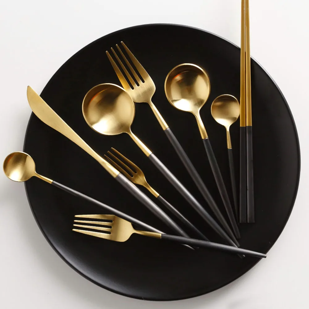 Аксессуары для столовых приборов столовые приборы золотые вилка ложка нож