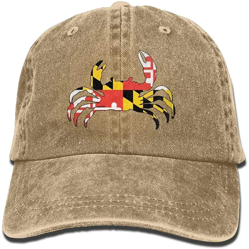 

The Maryland Crab Plain Unisex Adjustable Classic Baseball Cap Washed Cowboy Hat Retro Denim Cap