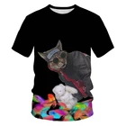 Новые популярные элементы, парная одежда, одинаковая модная 3DT рубашка для мужчин и женщин, популярная футболка большого размера с рисунком кошки