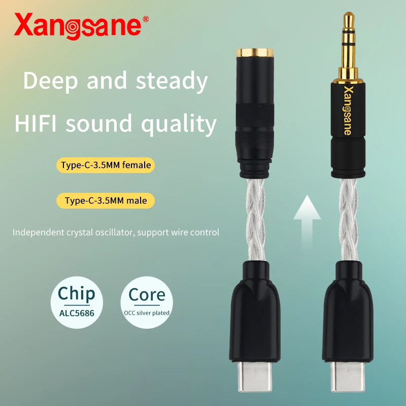 

Кабель для наушников xangsanhi-Fi с разъемом типа C на гнездо 3,5 мм и разъемом типа C на 3,5 мм