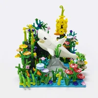 sea animal moc building blocks with plants for kid gift baseplates shark mini classic bricks boys girls diy toy compatible city