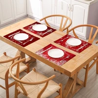red christmas cutlery table mat rectangle place mat dining table non slip pad thermal insulation pad