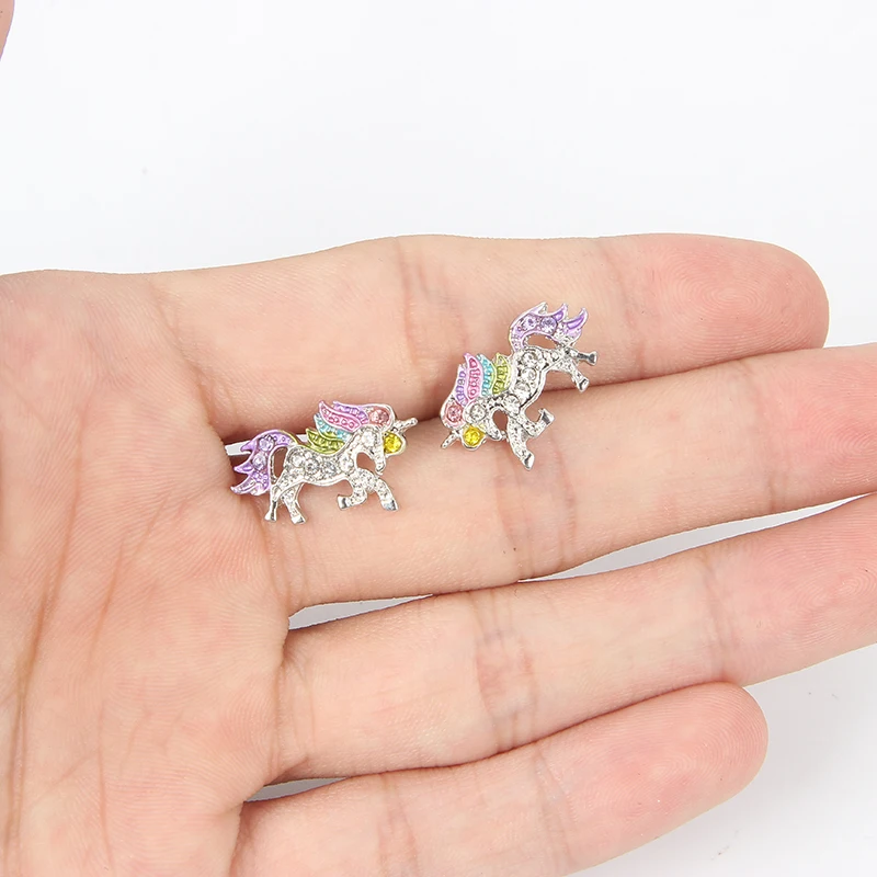LF красочные блестящие эмалированные серьги в виде единорогов ювелирные