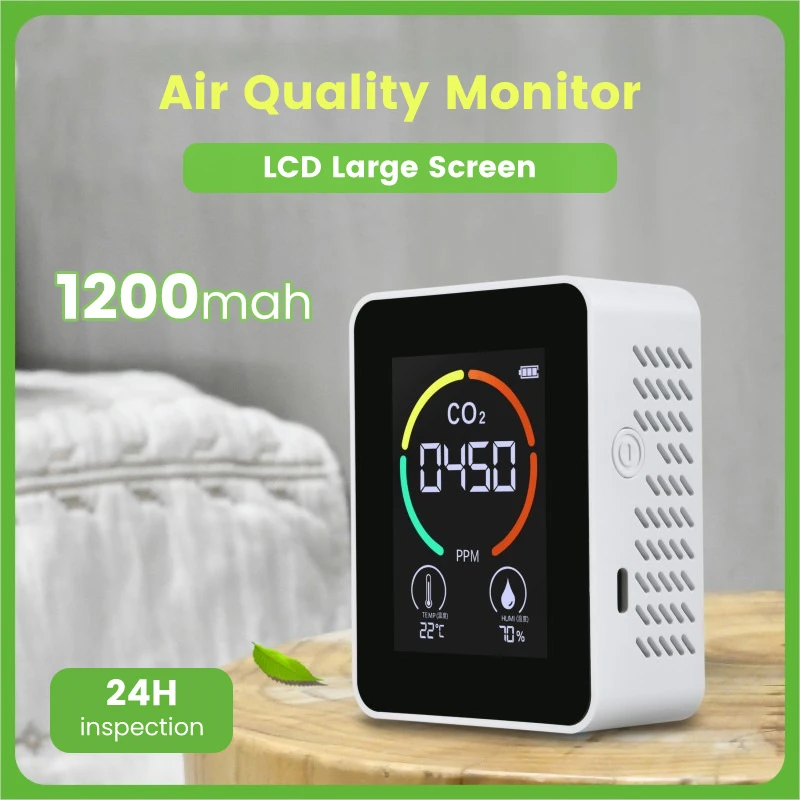 Цифровой измеритель температуры и влажности CO2 3 в 1 точный детектор TVOC монитор