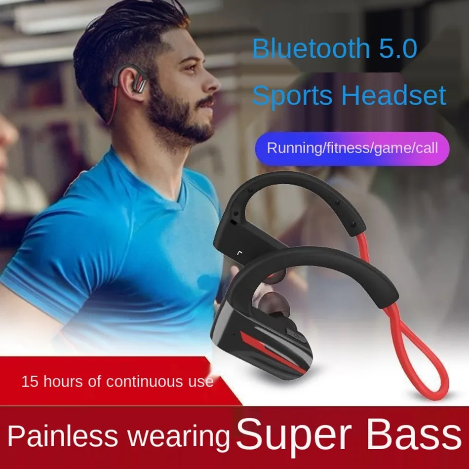 

P9 Bluetooth 5.0 Earphone Stereo Wireless Headphone IPX4 Sweatproof Sport Bluetooth Phone Headset Noise Cancelling HD Microphone
