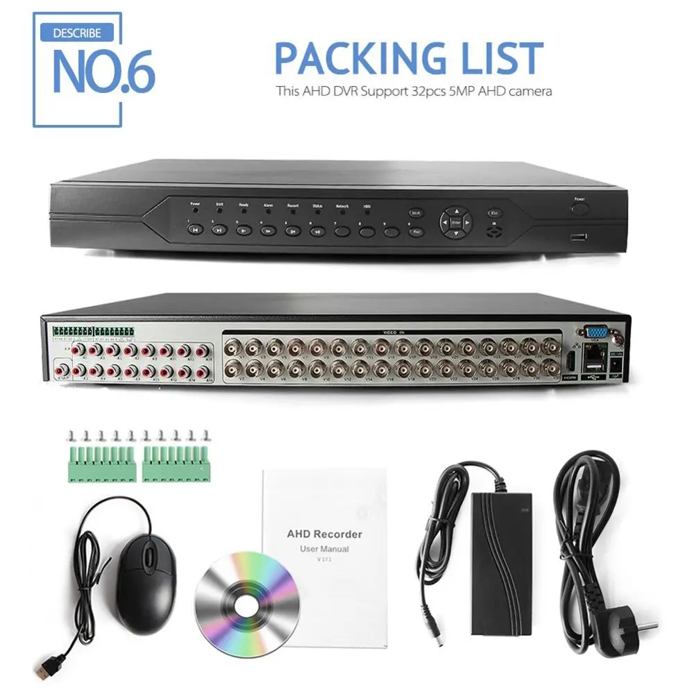 Камера видеонаблюдения видеорегистратор DVR 32 канала 5 МП AHD 1080P NVR 3 в 1 P2P/CMS|cctv rack|dvr